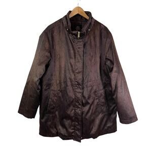 ISAAC MIZRAHI Live Women's Snake Print Full Zip Jacket Brown Black Size XL